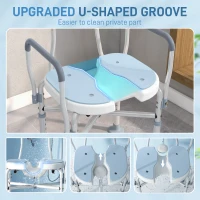 HOMCOM Aluminium Shower Chair, with Padded Seat - Light Blue(m-4)