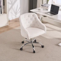 Sedia da Scrivania Girevole in Velluto, Poltrona da ufficio con Altezza Regolabile,Design ergonomico,Bianco(m-9)