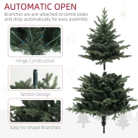 HOMCOM 5ft Artificial Spurce Christmas Tree with 1121 Branch Tips and Foldable Steel Base, Realistic Hinged Xmas Tree, Holiday Décor for Home Office, Green(m-7)