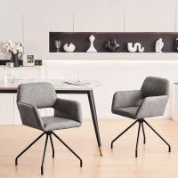 Set de 2 scaune de prânz ergonomice din piele ecologică cu picioare din metal, Gri Ciment(m-4)