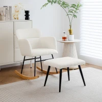 Sedia a dondolo con poggiapiedi, altezza 82 cm, larghezza seduta 45 cm, Bianco.(m-1)