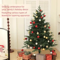 HOMCOM 5ft Artificial Spurce Christmas Tree with 1121 Branch Tips and Foldable Steel Base, Realistic Hinged Xmas Tree, Holiday Décor for Home Office, Green(m-4)