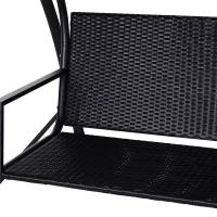 Outsunny Rattan Garden Swing Chair 3-Seater Black(m-9)