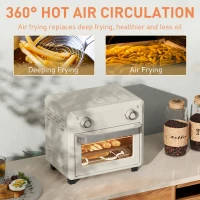 HOMCOM 10L Air Fryer Oven, Mini Oven, Oil Free Cooking, Grill, Roast, Bake, with Adjustable Temperature, Timer, Touch Screen, Dishwasher Safe, 1000W, Cream White(m-7)