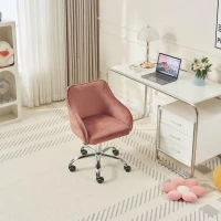 Scaun din catifea reglabil și rotativ pentru birou și casă, Roz(m-4)