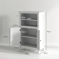 HOMCOM Multi-Storage Modern Bathroom Cabinet - White(m-3)