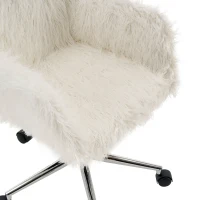 Sedia Girevole da Ufficio Ergonomica per Trucco o Studio con Altezza Regolabile, Sedia da scrivania in Metallo,Bianco(m-10)
