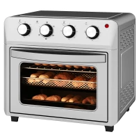 HOMCOM 24L Air Fryer Oven, Mini Oven, Oil Free Cooking, Grill, Roast, Bake, with Adjustable Temperature, Timer, Touch Screen, Dishwasher Safe, 1600W, Silver(m-11)