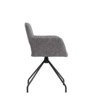 Set de 2 scaune de prânz ergonomice din piele ecologică cu picioare din metal, Gri Ciment(m-10)
