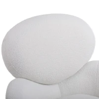 Teddy Sedia da Poltrone con Gambe in Metallo, Tessuto Morbido e Imbottito, Bracciolo Caratteristico, Sedia da Salotto Moderna per Soggiorno e Camera da Letto, Bianco(m-6)