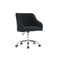 Sedia da Scrivania Girevole in Velluto, Poltrona da ufficio con Altezza Regolabile,Design ergonomico,Nero(m-2)