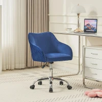 Sedia in velluto regolabile e girevole per ufficio e casa, altezza regolabile, Blu scuro(m-1)