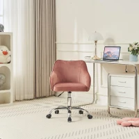 Scaun din catifea reglabil și rotativ pentru birou și casă, Roz(m-5)