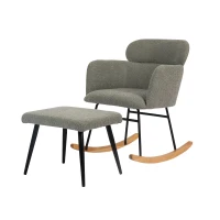 Sedia a dondolo con poggiapied, 82 cm di altezza con seduta larga 45 cm, ergonomica e comoda, Grigio(m-9)