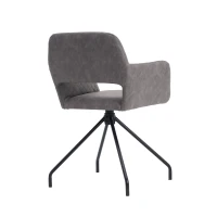 Set de 2 scaune de prânz ergonomice din piele ecologică cu picioare din metal, Gri Ciment(m-11)