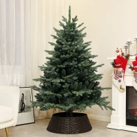 HOMCOM 5ft Artificial Spurce Christmas Tree with 1121 Branch Tips and Foldable Steel Base, Realistic Hinged Xmas Tree, Holiday Décor for Home Office, Green(m-2)