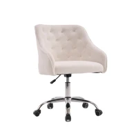 Sedia da Scrivania Girevole in Velluto, Poltrona da ufficio con Altezza Regolabile,Design ergonomico,Bianco(m-2)