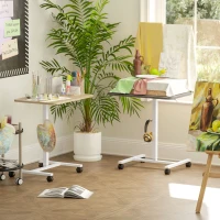 HOMCOM 75-115cm Manual Adjustable Sit-To-Stand Desk - White/Wood-Effect(m-9)
