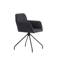 Set di 2 Sedie da pranzo ergonomiche in similpelle con gambe in metallo, Nero(m-10)