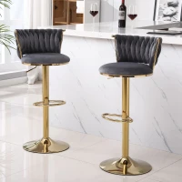 Set di 2 sgabelli da bar regolabili in altezza e girevoli, design moderno, Grigio(m-1)