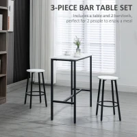 HOMCOM Three-Piece Marble-Effect Bar Table Set - White/Black(m-4)