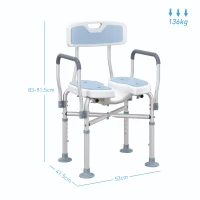HOMCOM Aluminium Shower Chair, with Padded Seat - Light Blue(m-3)