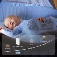 HOMCOM Dezumidificator de 12L cu Rezervor de Apă, Temporizator 24H și Afișaj Digital al Umidității, 28x18x50,6 cm, Alb(m-6)