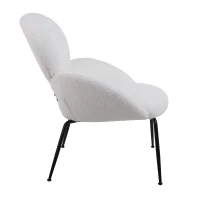 Teddy Sedia da Poltrone con Gambe in Metallo, Tessuto Morbido Imbottito, Bracciolo Caratteristico, Sedia da Salotto Moderna per Soggiorno e Camera da Letto, Bianco(m-9)