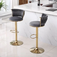 Set di 2 sgabelli da bar regolabili in altezza e girevoli, design moderno, Grigio(m-4)