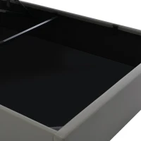 Lit Double Hydraulique avec LED et Télécommande, Structure Rembourrée avec Rangement 140x200 cm, Gris(m-8)