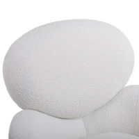 Teddy Sedia da Poltrone con Gambe in Metallo, Tessuto Morbido Imbottito, Bracciolo Caratteristico, Sedia da Salotto Moderna per Soggiorno e Camera da Letto, Bianco(m-6)