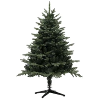 HOMCOM 5ft Artificial Spurce Christmas Tree with 1121 Branch Tips and Foldable Steel Base, Realistic Hinged Xmas Tree, Holiday Décor for Home Office, Green(m-1)