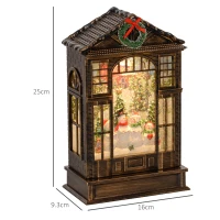 HOMCOM Christmas Snow Globe Lantern with Lights, Musical Snow Globe with Swirling Glitter, Battery Operated Musical Christmas Decoration for Holiday Party Gift, Bronze Tone(m-3)