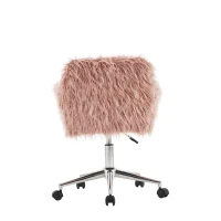 Sedia Girevole da Ufficio Ergonomica per Trucco o Studio con Altezza Regolabile, Sedia da scrivania in Metallo,Rosa(m-14)