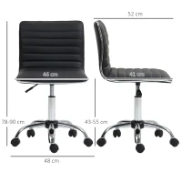 HOMCOM Sedia da Ufficio Ergonomica in Pelle PU con Altezza Regolabile, Seduta Girevole e Ruote, Nero(m-3)
