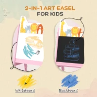 AIYAPLAY 2 in 1 Kids Easel with Whiteboard, Chalkboard, Storage Boxes, for 3-8 Years, Pink(m-4)