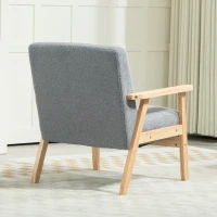 HOMCOM Accent Chair Wood Frame with Thick Cashmere Cushions Wide Seat Armchair Home Furniture Bedroom Office Grey(m-7)
