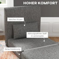 HOMCOM Fotel-sypialnia, materac dla gości, trzykrotnie składany, kompaktowy, z metalową ramą, 80x75x74 cm, Szary(m-5)