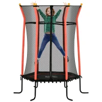 HOMCOM Kids Trampoline Mini Bouncer with Enclosure Safety Net For Ages 3-10 Years - Red(m-1)