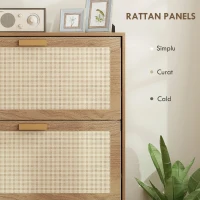 HOMCOM Etajeră pentru 18 Perechi de Pantofi, Dulap cu 3 Uși Rabatabile și Raft Reglabil din Lemn, 80x25x120 cm, Maro(m-8)