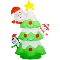 Outsunny 8ft Inflatable Xmas Tree and Friends Decoration(m-1)