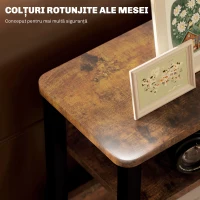 HOMCOM Măsuță de Living în Stil Industrial cu 2 Rafturi, Măsuță Laterală din Lemn și Metal, 46x18x58,5 cm, Maro Rustic(m-5)