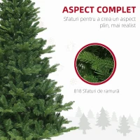 HOMCOM Brad Artificial de Crăciun cu 818 Ramuri, Brad de Crăciun Realist cu Bază de Oțel, Ø105x180 cm, Verde(m-5)