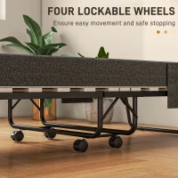 HOMCOM Single Steel Frame Folding Bed, with Wheels - Black/Grey(m-6)