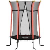 HOMCOM Kids Trampoline Mini Bouncer with Enclosure Safety Net For Ages 3-10 Years - Red(m-11)