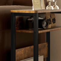 HOMCOM Măsuță de Living în Stil Industrial cu 2 Rafturi, Măsuță Laterală din Lemn și Metal, 46x18x58,5 cm, Maro Rustic(m-8)