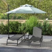 Outsunny Foldable Outdoor PE Rattan Sun Lounger Set of 2, Patio Wicker Recliners Lounge Chair w/ 5-Level Adjustable Backrest, for Poolside, Garden, Grey(m-10)