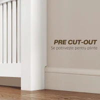HOMCOM Carcasă pentru Calorifer din Șipci Anti-Răsturnare cu Sertar pentru Depozitare, 112x19x97 cm, Alb(m-4)
