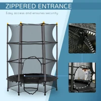 HOMCOM 4.6FT/55" Kids Trampoline with Safety Enclosure, Outdoor Indoor Use, for Ages 3-10 Years, Black(m-4)