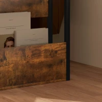 HOMCOM Măsuță de Living în Stil Industrial cu 2 Rafturi, Măsuță Laterală din Lemn și Metal, 46x18x58,5 cm, Maro Rustic(m-9)